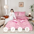 thumbnail image 3 of Erosebridal Cute Bow Knot Twin Comforter Sets 3-Piece For Kids Teens,Girls Bling Glitter Print Cheetah Print Bedding Set,Pink Reversible, 3 of 6