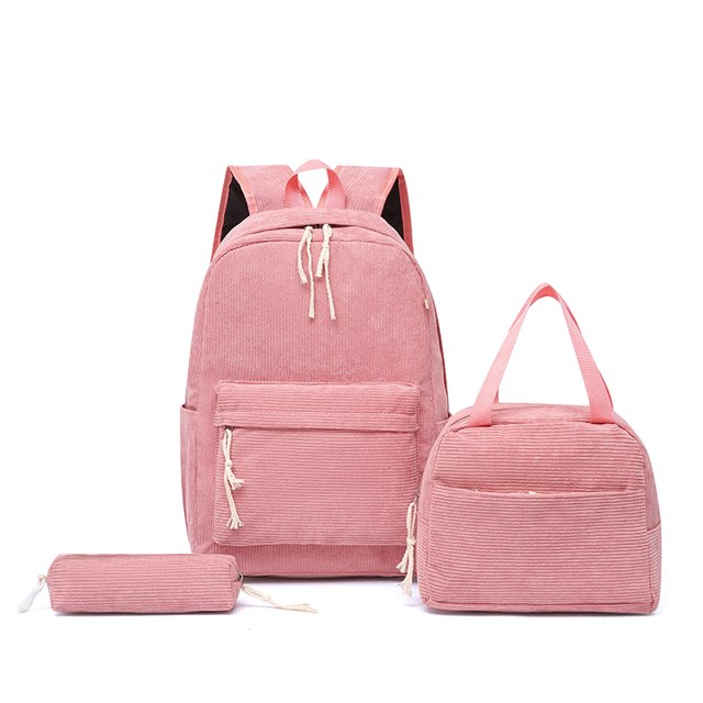 Mochila Kawaii Versátil Pana Tres Piezas Con Almuerzo Y Estuche Lápiz Al Aire Libre