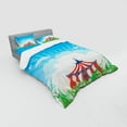 thumbnail image 3 of Ambesonne Retro Bedding Set 3 Pcs, Circus Tent with Clouds, Twin XL, Red Green Blue, 3 of 3