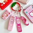 thumbnail image 4 of Miniso Sanrio Hello Kitty Kuromi Retro Flip Phone colgante llavero Ins estudiante Tarjeta de Identificación Love Bean funda protectora para foto, 4 of 5