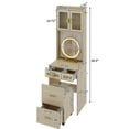 thumbnail image 6 of EDOEMSE Table & Chair Vanity Set, Vanity Set,Vanity Desk with Mirror and LED Lights, Makeup Table with Charging Station and drawers and Storage Shelves,Natural, 6 of 12