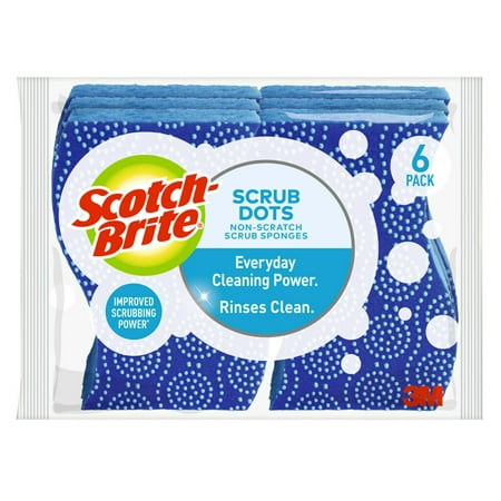 Scotch-Brite Scrub Dots Non-Scratch Sponge - 4.8" Height x 6.5" Width x 2.5" Depth - 24/Carton - Blue | Bundle of 5