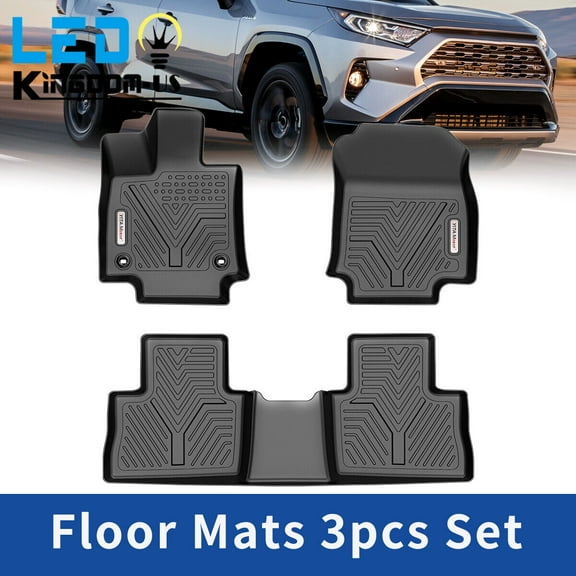 3D Floor Mat for 2019-2023 Toyota RAV4 All Weather Rubber TPE Front & Rear Liner