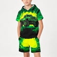thumbnail image 2 of Vornjynx Boys Graphic Outfits 2 Piece Hooded T-Shirt and Shorts Cartoon Print Casual Summer Trendy Sets Mint Green Size 5t, 2 of 7
