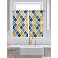 thumbnail image 2 of Tier Curtains 45 Inches Long, Yellow Blue Morocco Pattern Window Treatment Curtain Drapes, Modern Moroccan Geometric Window Half Privacy Curtains for Bedroom Bathroom, 42"x45", 2 Panels, 2 of 7