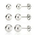 thumbnail image 2 of Kezef 925 Sterling Silver High Polish Smooth Round Ball Stud Earring 3-Size Set - 4mm, 5mm, 6mm, 2 of 8