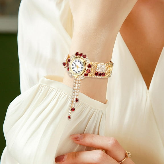 Raindrops Small Watches for Women Bangles Wristwatch 's Red