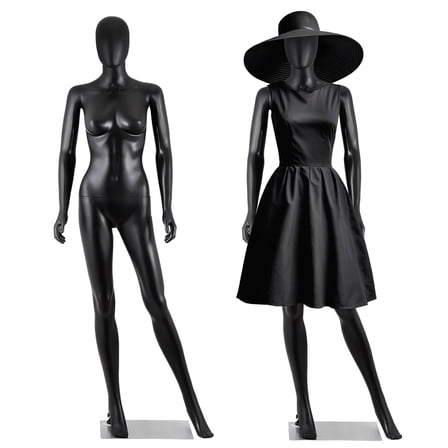 MYZBBD Female Mannequin Full Body Dress Form 69 inch Adjustable Mannequin Stand Realistic Display Head Turns Sewing Dress Model Metal Base Black