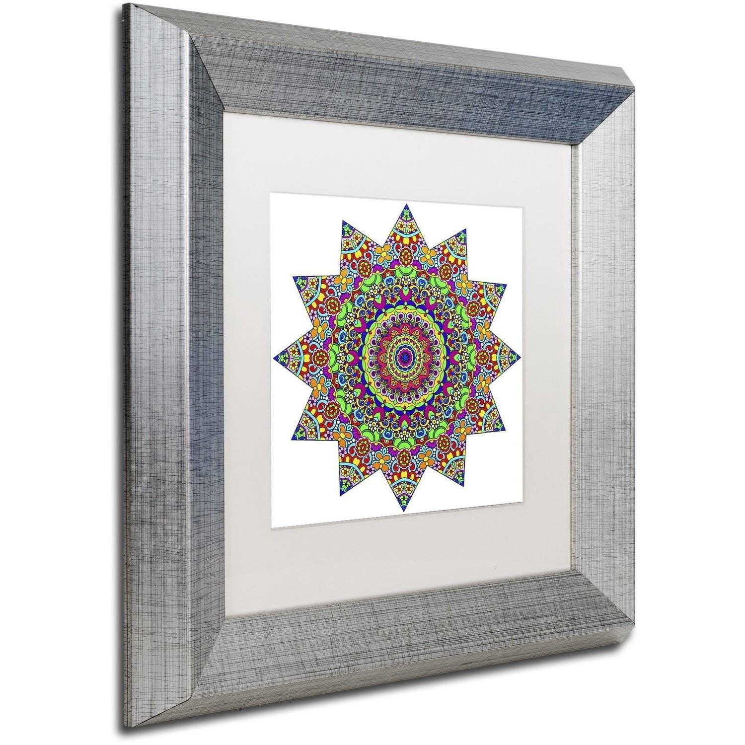 Trademark Fine Art "Sparkling Sunny Day Mandala" Canvas Art by Kathy G. Ahrens, White Matte, Silver Frame