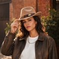 thumbnail image 5 of Qwertyu Cowboy Hat for Men Women Classic Cowgirl Hat Wide Brim Western Women Mens Cowboy Hats Cowgirl Hats Gifts Beige, 5 of 6