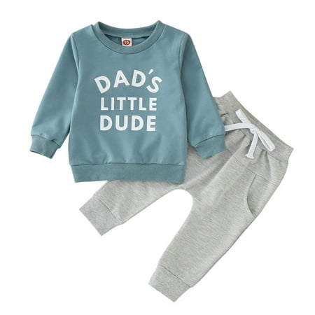 

Baby Boy Long Sleeve Clothes Set Letter Printed Sweatshirt Pants 2Pcs Spring Fall Outfits 7 Piece Set Dressy Toddler Boy Outfit