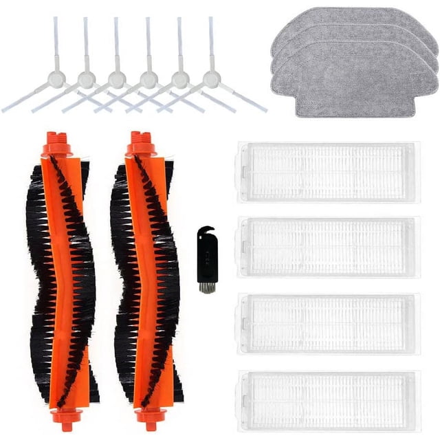 Kit de accesorios de repuesto para Mi Robot 2S y Mi Robot Vacuum Mop P 15 Pack 2 cepillos principales y 4 filtros y 6 cepillos laterales y 3 mopas
