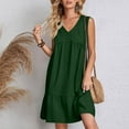 thumbnail image 6 of Kmdttou Dresses for Girls/Women Summer V-Neck Solid Color Casual High Waisted Sleeveless Dress Beach Sundress with Pockets Gift for Women, 6 of 9