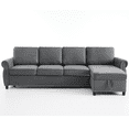 thumbnail image 5 of CKEASEAN 106.5'' Full Pull Out Sofa Bed, Flannel L-Shaped 4 Seater Modular Sectional Couch with Pillows, Wireless Charging & USB Ports, Mattress Convertible Pull Out Couch for Living Room, 5 of 19