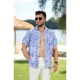 thumbnail image 3 of HAPPY BAY Men's Hawaiian Shirts Short Sleeve Button Down Shirt Mens Hawaii Shirts Boho Vacation Casual Summer Beach Shirts for Men Funny S Blue, Leaves, 3 of 5