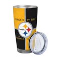 thumbnail image 2 of Taza térmica duradera de acero inoxidable 304 con tapa y pajita con temática del equipo de fútbol de los Steelers Taza térmica de acero inoxidable de 20 oz Taza para automóvil Adecuada para bebidas, 2 of 8