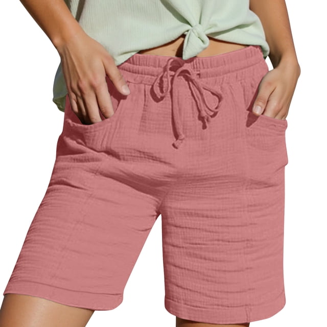 Gpoecd Shorts de Course pour Femmes Jambe Droite Pantalons Décontractés Taille Haute Shorts de Sport Amples Shorts Décontractés Mode Shorts de Survêtement Rouge,TG