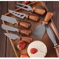 thumbnail image 2 of Cuchillo for queso con mango de madera, cuchillo y tenedor for cortar mantequilla, diseño chapado en titanio, cuchillo for queso de acero inoxidable de alta calidad, 2 of 2