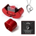 thumbnail image 1 of Caja de regalo de collares de doble corazón | Colgante de circonia dorado brillante, rosa roja conservada, joyería plegable en forma de corazón, cadena ajustable, metal hipoalergénico, tarjeta, 1 of 1