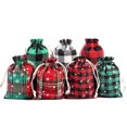 thumbnail image 2 of GG375 Bolsa de regalo con calendario de Adviento de Navidad, bolsas de almacenamiento con cordón de algodón a cuadros rojos y negros, bolsa de regalo de dulces de Navidad de Papá Noel, 2 of 4