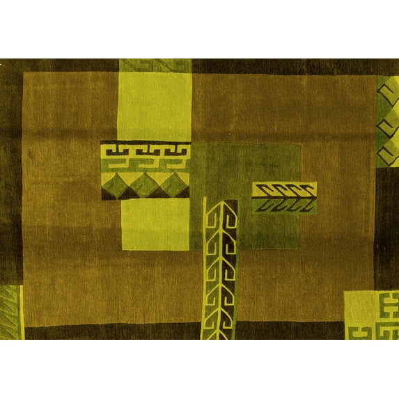 Ahgly Company Indoor Rectangle Abstract Yellow Modern Area Rugs, 2' x 4'