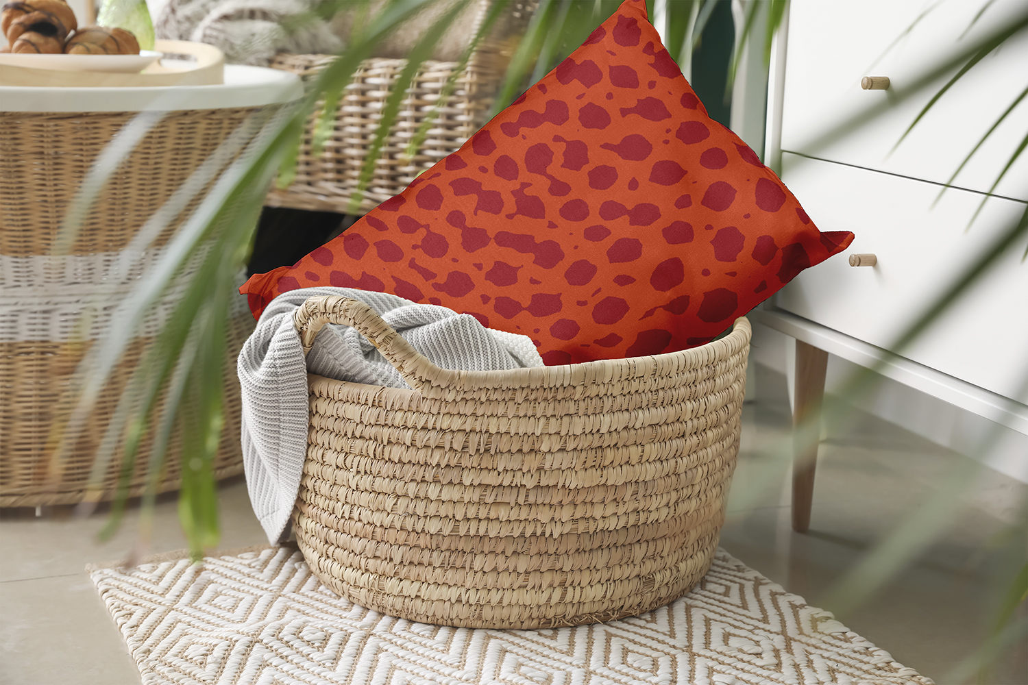 20" x 14" Simply Daisy Lots of Spots Polyester Indoor/Outdoor Pillow, Surf Board Orange Qty 1
