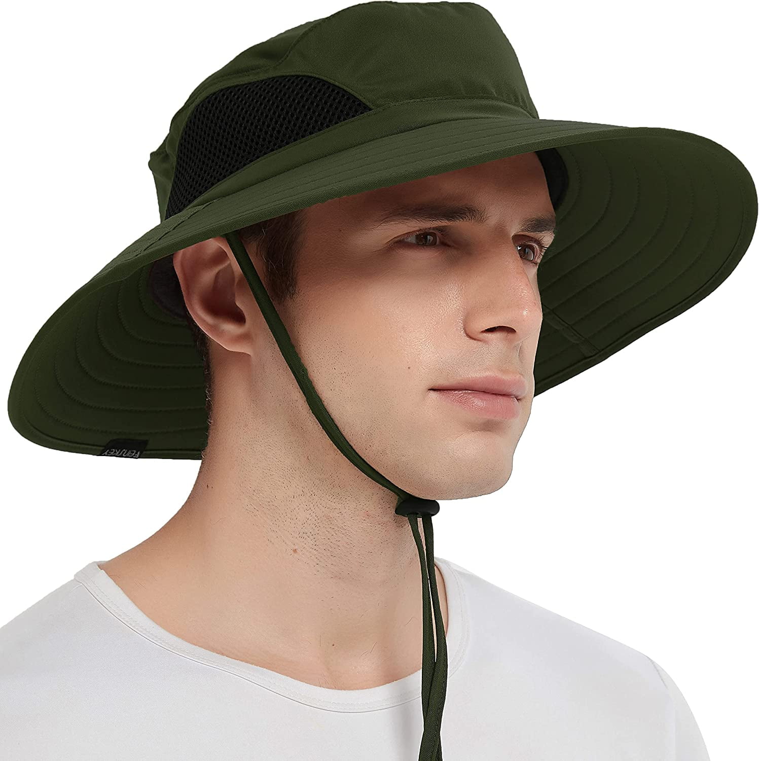 Wide Brim Sun Hat Bucket Safari Fishing Hiking Adjustable Drawstring Foldable Sun Hat for Men/Women, Waterproof Wide Brim Bucket Hat  main image 2
