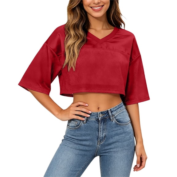 WDDDD Women's Solid Athletic Casual Short Sleeve Streetwear Top M