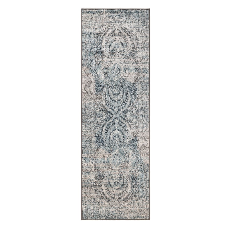 Superior Salford Medallion Indoor Runner Rug, 2' 7" x 8', Blue-Beige