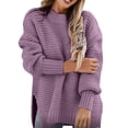 thumbnail image 3 of Women's Pullover Sweater Casual Half Turtleneck Fashion Loose Elegant Warm Oversized Knitted Pullover Solid Color Autumn Style for Women, 3 of 5