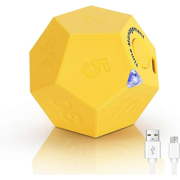 Pomodoro Timer, Cube Timer Rotating Productivity Timer, Desk Timer Dodecagon With Sound Vibrate Light Alarm Flip Timer For Time Management Zekai