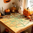 thumbnail image 2 of SLYNSHome Plastic Spider Web Hanging Ornament With Small Spiders,Green Glow In Dark Spiderweb Decor For Window Wall Porch Indoor Outdoor Fall Halloween Spooky Party Decor, 2 of 6