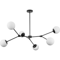 Progress Lighting Haas 6-Light Chandelier, Matte Black, Opal Glass