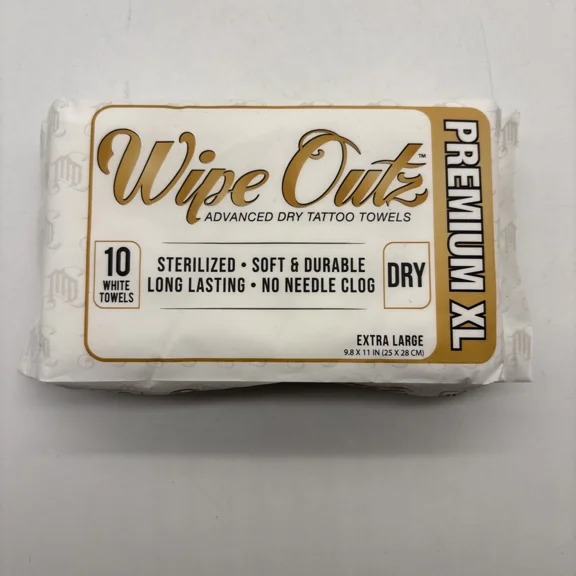 Wipe Outz Premium Xl Dry Tattoo Towels (White 10 Count) -Sterilized Extra Large