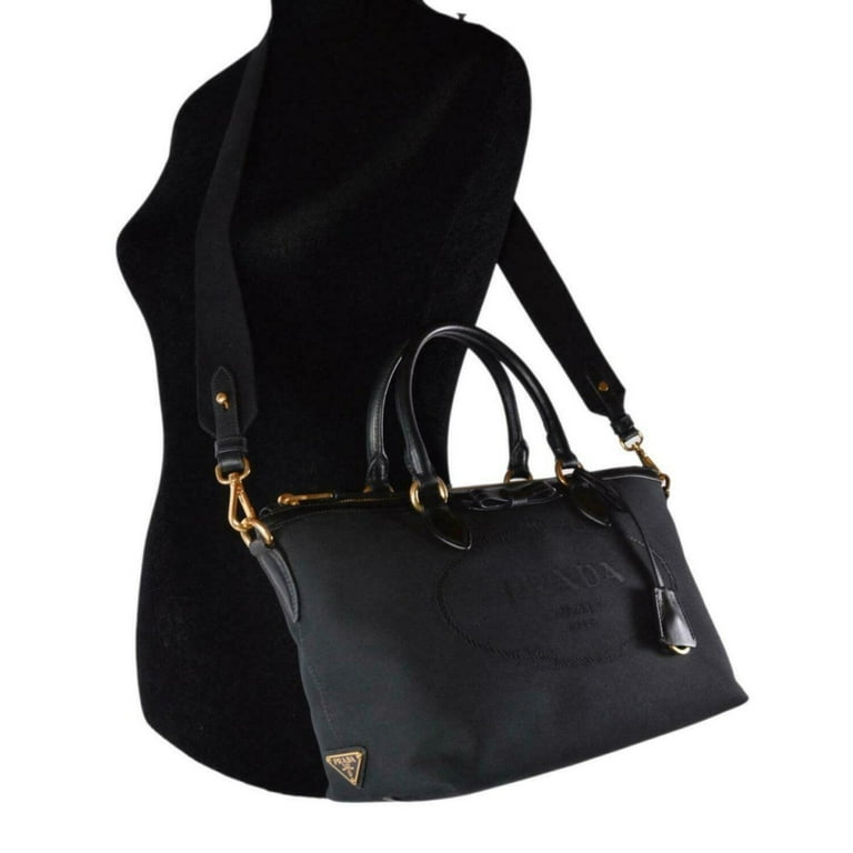 Prada Logo Jacquard Black Canvas Satchel Crossbody - Walmart.com Prada Logo Jacquard Black Canvas Satchel Crossbody - Walmart.com