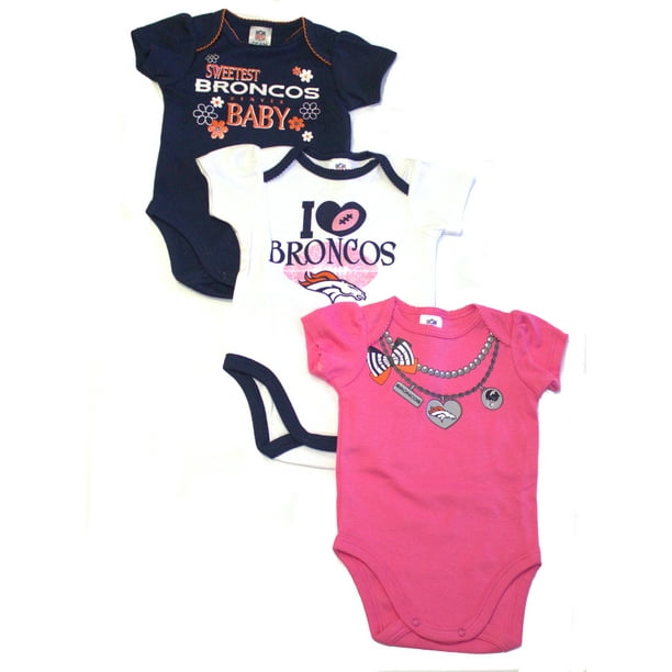 NFL Denver Broncos Infant Boys' AOP 3pk Bodysuit - 0-3M