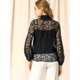 thumbnail image 5 of DARING DIVA Lace Elastic Cuff Long Sleeves Vintage Blouse M Black, 5 of 6