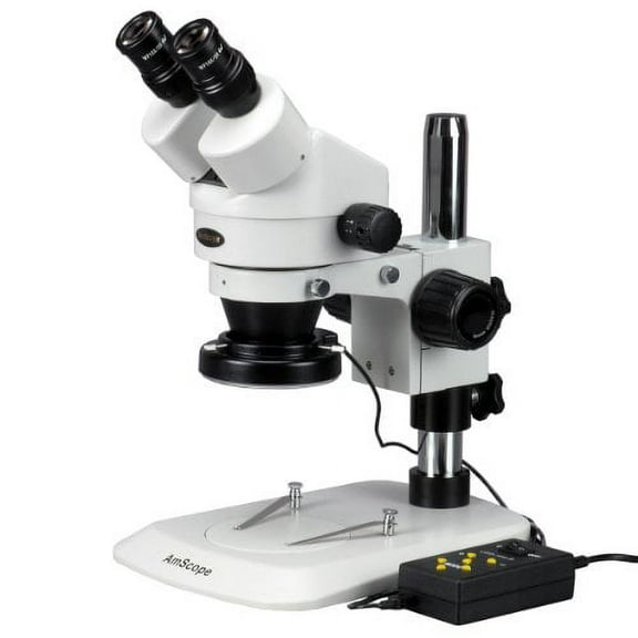 AmScope SM-1BNY-144A Professional Binocular Stereo Zoom Microscope, WH10x Eyepieces, 7X-90X Magnification, 0.7X-4.5X Zoo