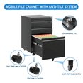 thumbnail image 5 of Hassch 3 Drawer File Cabinet with Lock and Wheels, Rolling Filing Cabinet for Home Office, Mobile Metal Cabinet for Letters/Legal/A4, Black, 5 of 7