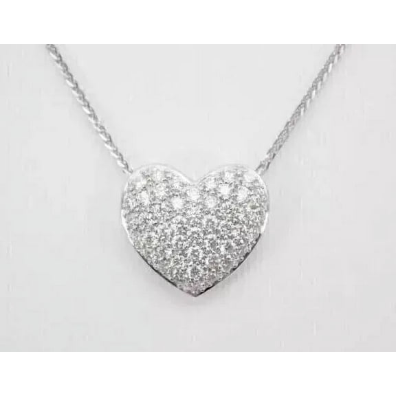 2Ct Round Cut Lab Created Diamond Women's Heart Pendant Necklace 14K White Gold Plated