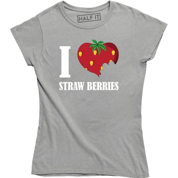 Womens Scented Ink I Heart Strawberries Fruit T-Shirt
