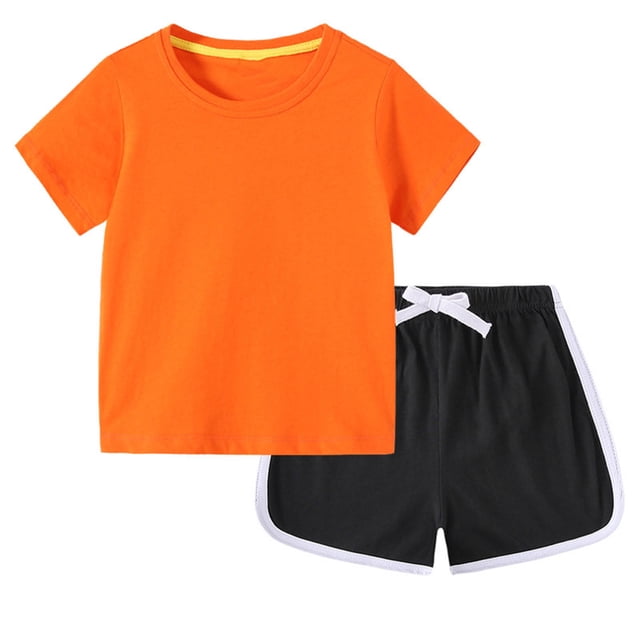 Odeerbi 18M-12Y Niños Niñas Conjunto de Verano Deportivo Camiseta de Manga Corta de Algodón Shorts Conjunto de Dos Piezas Suave