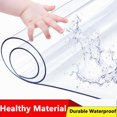thumbnail image 1 of IAJXWI 79 x 40 inch Clear Table Cover Protector, 2mm Thick PVC Plastic Waterproof Oil-Proof Dining Tablecloth, 1 of 8