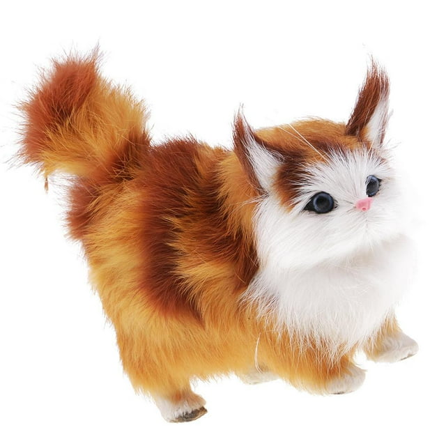 fastboy Soft Simulation Cats Plush Stuffed Animal Home Decor Kids Birthday Gift Realist Brown 12x6x12cm 1Set