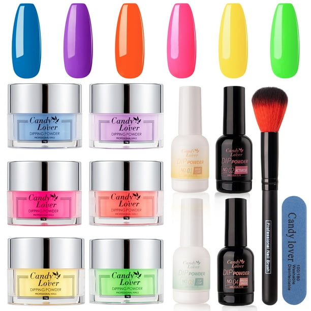 Candy Lover Dip Powder, 6 Neon Pink Green Yellow Purple Colors Dip