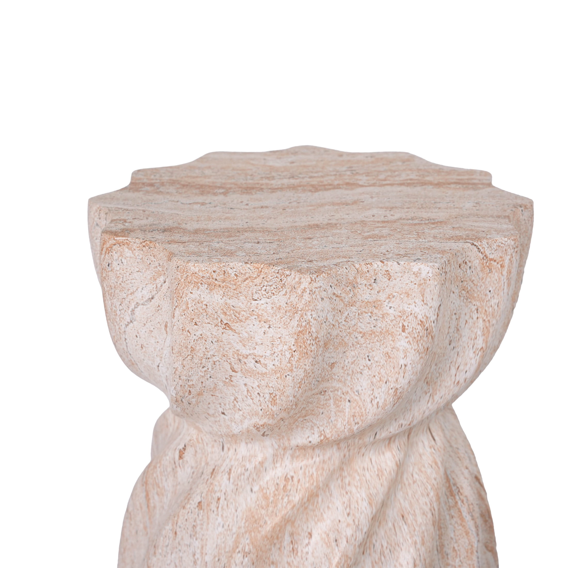 Christopher Knight Home 19" Indoor Outdoor Lightweight Concrete Hourglass Accent Side Table, Beige Marble