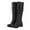 Black, variant on Oyedens Womens Motorcycle Riding Combat Boots Gothic Leather Knee High Boots Winter Fall Tall Boots