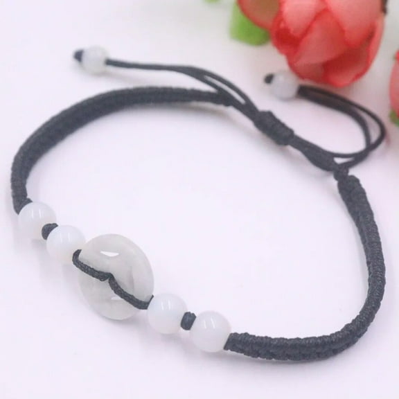 K-KED Real Natural Jade Jadeite Bracelet Beads Coin Women's Baby Rope Knitted Chain