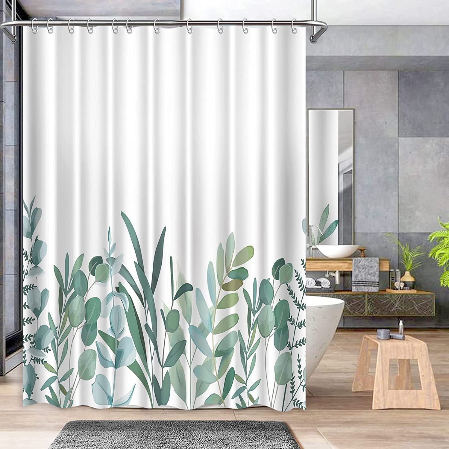 Eucalyptus Leaves Shower Curtain Green Spring Botanical Modern Bathroom