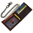thumbnail image 5 of Men's RFID Signal Blocking Biker's Slim Bifold Chain Card ID Vintage Brown Leather Wallet, 5 of 9